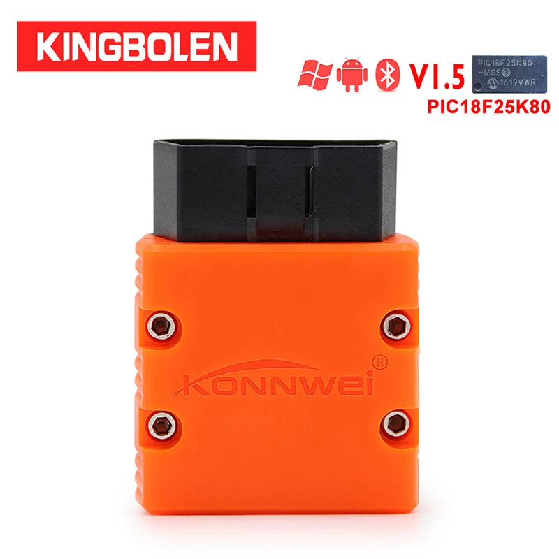 Считыватель кодов KONNWEI KW902 Bluetooth чип ELM327 V1.5 PIC18f25k80 OBDII Автосканер ELM 327