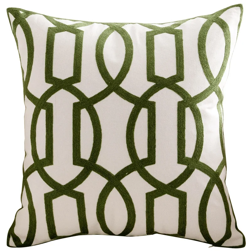 

Хлопковый чехол для подушки с вышивкой зелёные листья