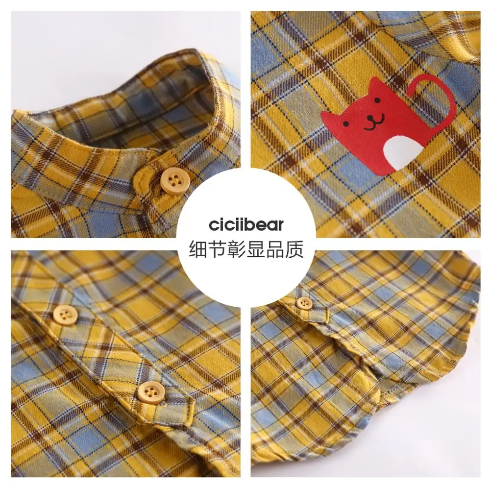 Ciciibear весенние новые детские клетчатые топы для малышей рубашка мальчиков