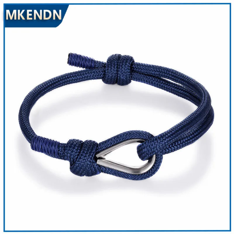MKENDN New Arrival Sport Camping Parachute Navy Blue Paracord Men Women Nautical Survival Rope Chain Bracelet Outdoors Style
