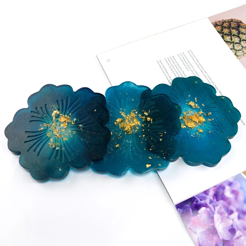 

2Pcs Flower Sea Turtle Resin Coaster Mold Silicone Geode Coaster Resin Mold Tool
