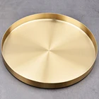 Золотой лоток для хранения из нержавеющей стали, Европейский деликатный круглый органайзер для ювелирных изделий, кухонный лоток для фруктов, домашний декор