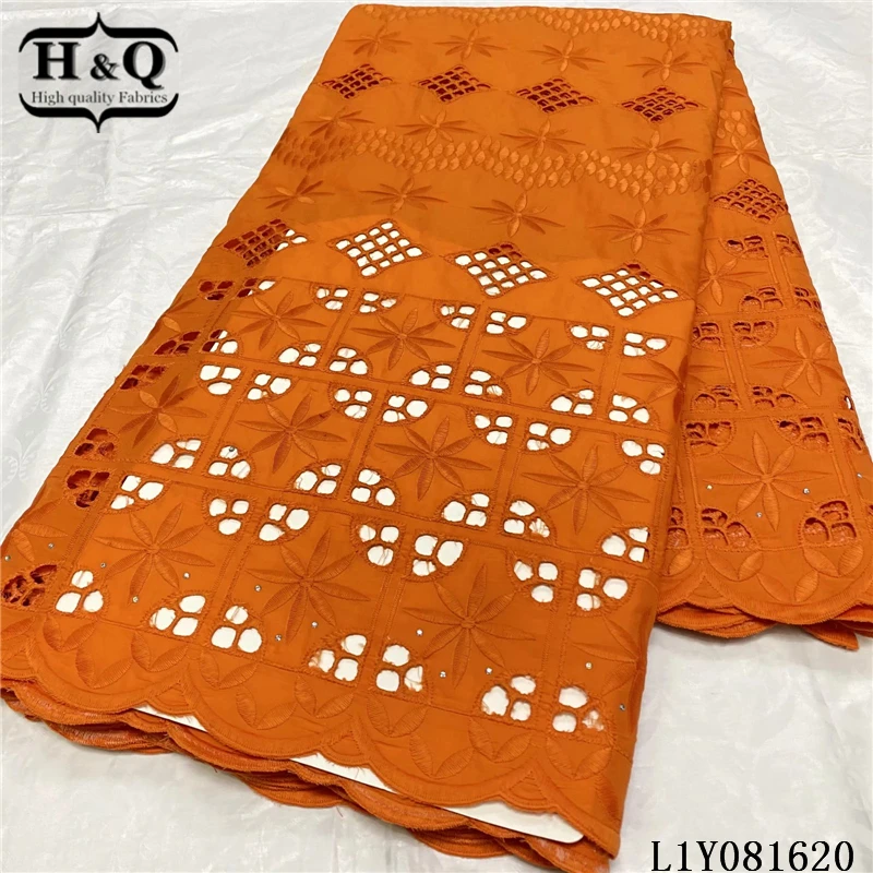 

H&Q perforated design cotton fabric 2021 high quality swiss voile lace in swizterland 5 yard african dry lace for women sewing