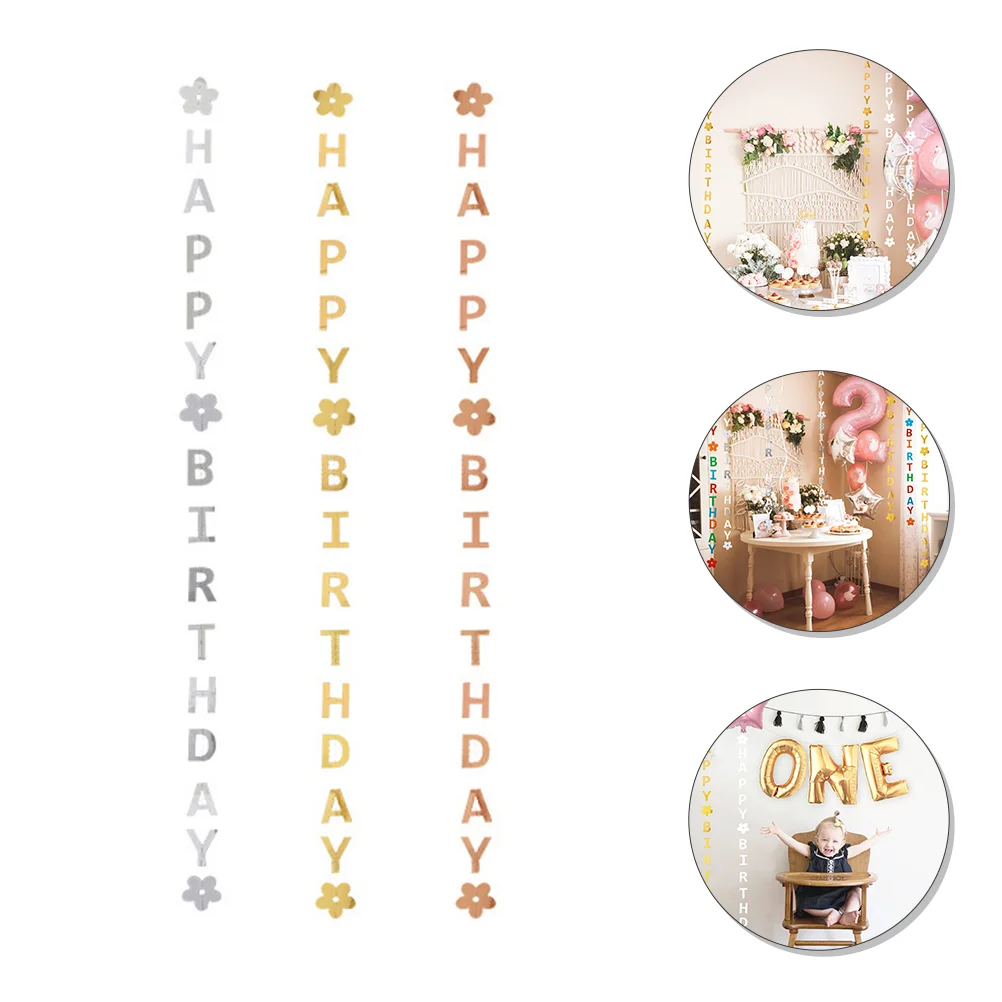 

3pcs Paper Bunting Garland Birthday Party Decor Personalized Letter String Flag