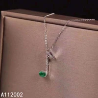 kjjeaxcmy fine jewelry natural emerald 925 sterling silver new women pendant necklace chain support test luxury popular