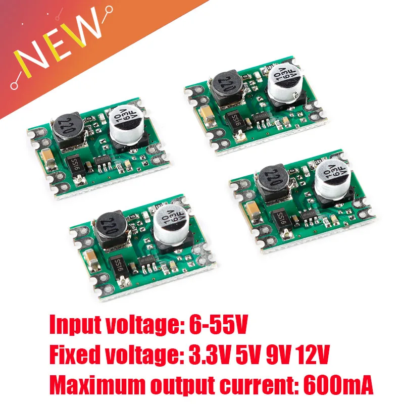 

DC-DC понижающий источника питания модуль 6V-55 в ввод 3,3 V 5V 9V 12V Выход 600mA ток