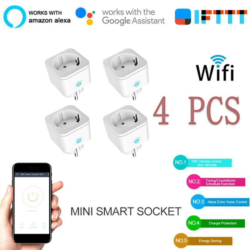 

WiFi Smart Plug 16A EU US Socket Tuya Smart Life APP Work with Alexa Google Home Assistant Voice Control Power Monitor Timing
