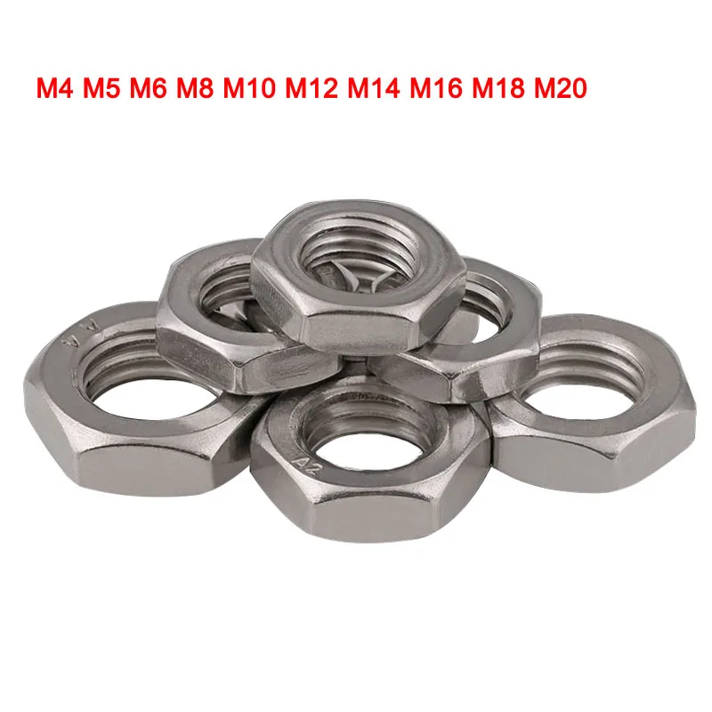 

316 Stainless Steel DIN439 Hex Thin Nut Lock Nuts Flat Hexagon Nuts Thin Nuts M4 M5 M6 M8 M10 M12 M14 M16 M18 M20