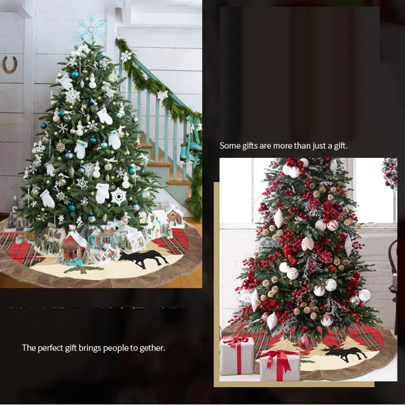 Юбка для рождественской елки в красную клетку украшения рождественские дома