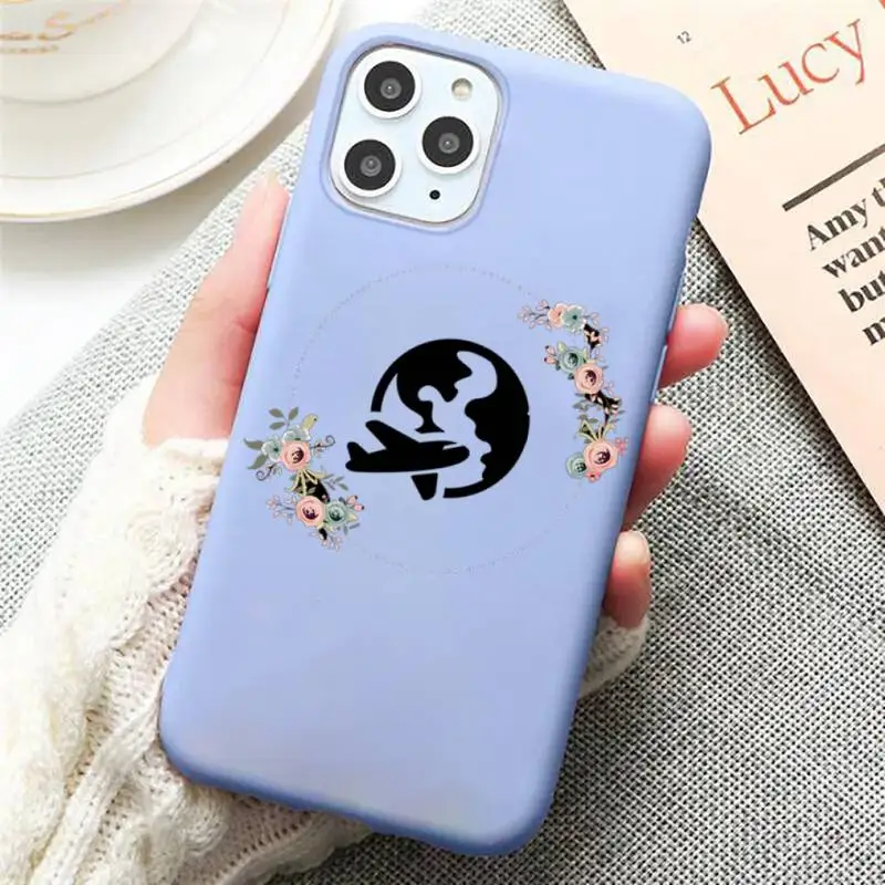 

Art flower airplane heart logo high quality Phone Case shell Candy Color for iPhone 6 7 8 11 12 s mini pro X XS XR MAX Plus