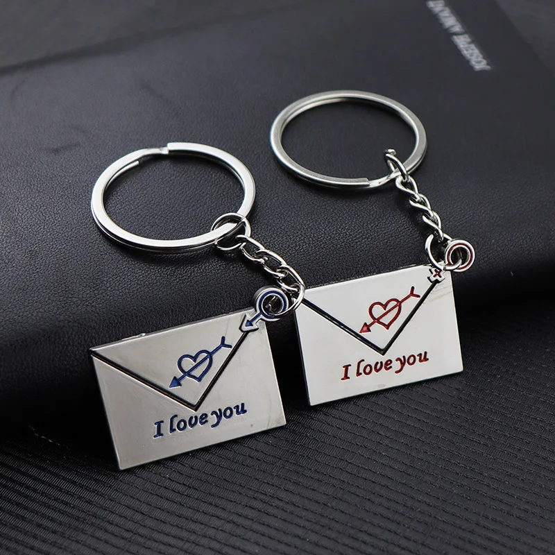 

1 Pc Car Keychain Ring Envelope Lovers Key Chain English Letter Valentine's Day Promotion