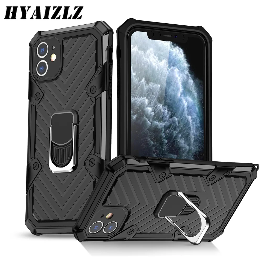

Luxury Rugged Armor Case for iPhone 12 mini 11 Pro Max XS XR 7 8 Plus SE 2020 Double Layer Shockproof Cover Magnetic Ring Capa