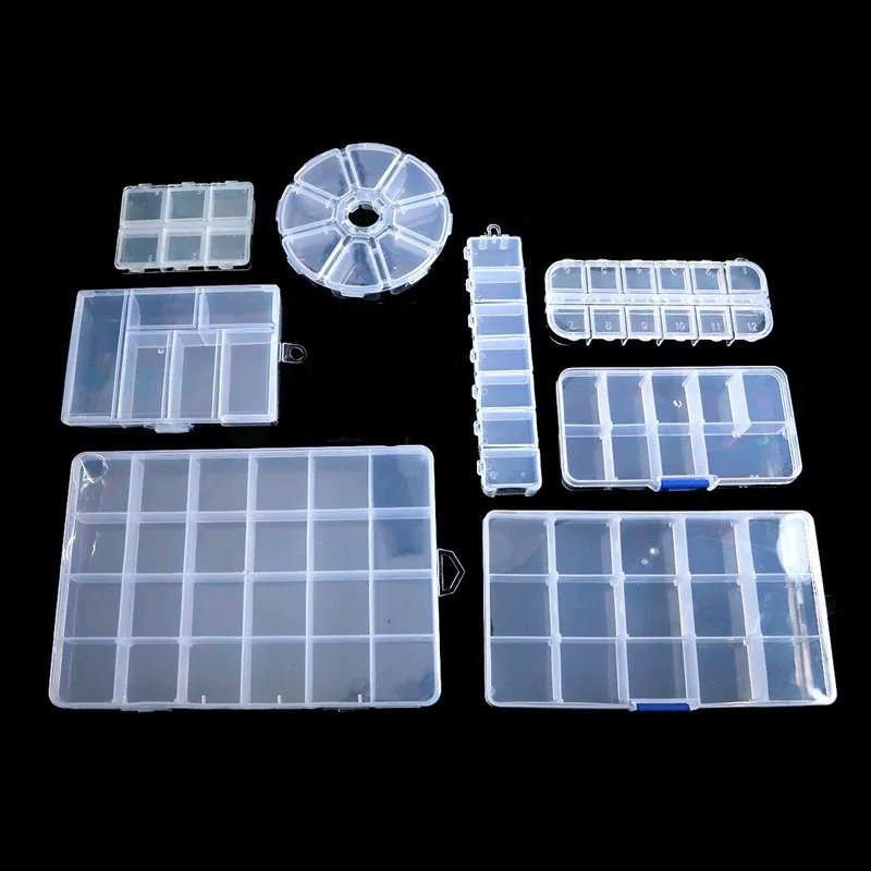 

9 Sizes Plastic Storage Jewelry Box Compartment Adjustable Container Earring Box Jewelry Rectangle Box Case for Jewelry Display