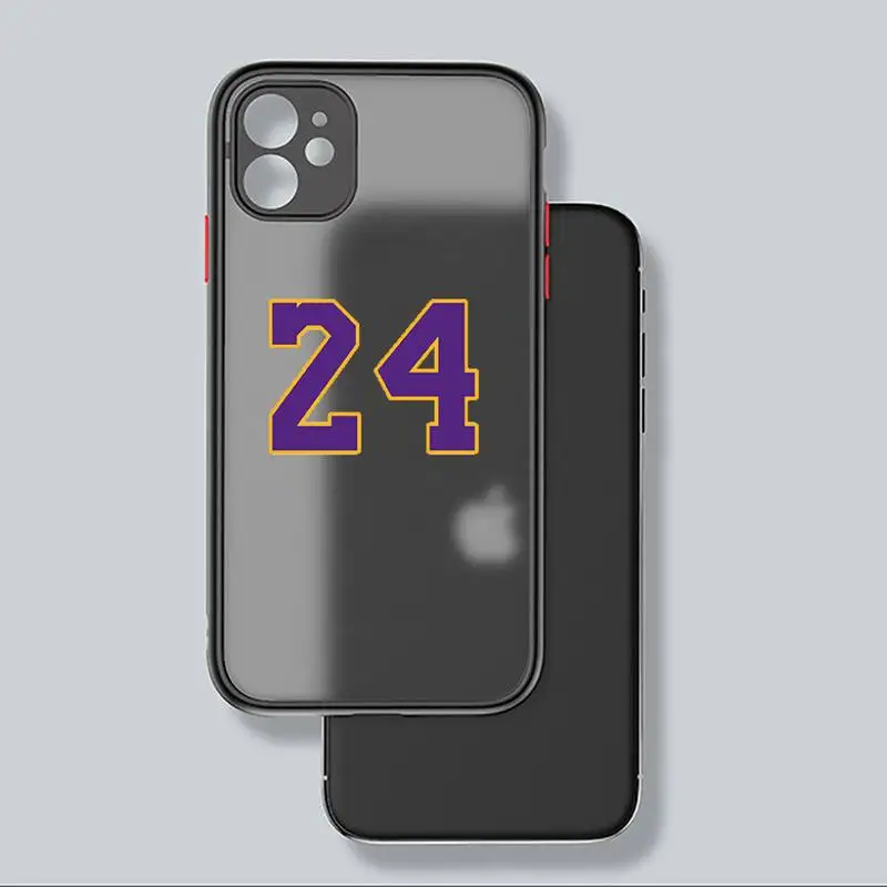 

Basketball Player Number 8 24 Phone Case Black Transparent Matte For IPhone 7 8 11 12 S Mini Pro X XS XR MAX Plus Cover Shell
