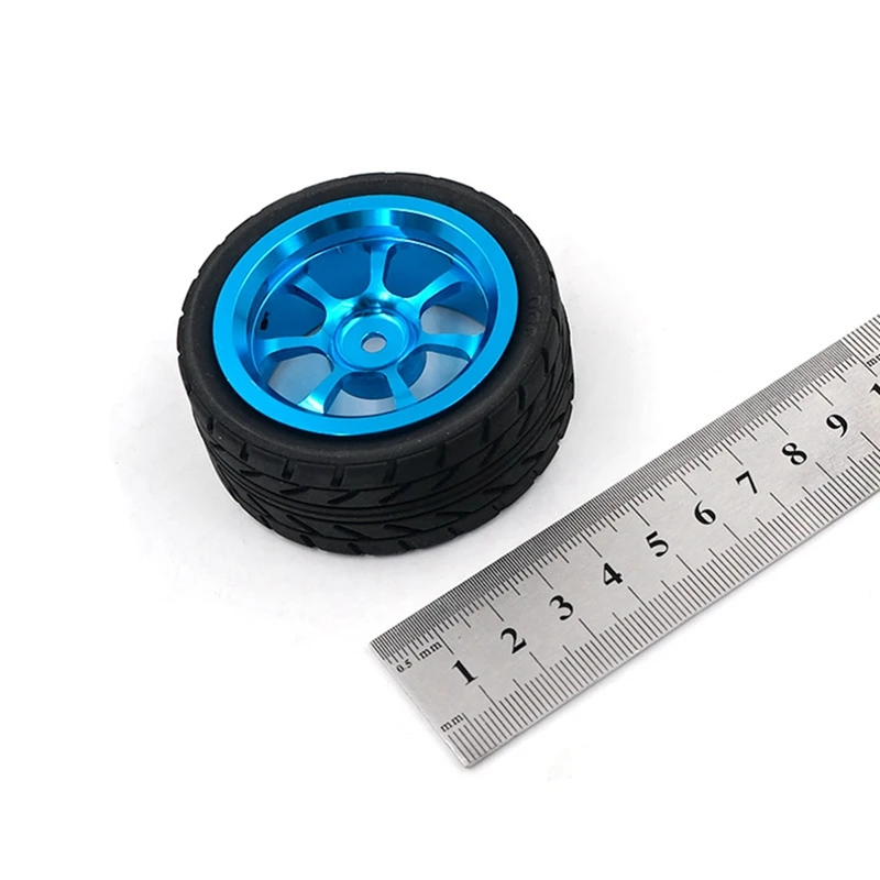

2set 65mm Metal Wheel Rim + High Grip Rubber Tires Tyres for Wltoys 144001 A959 A959-B 124019 124018 Silver & Blue