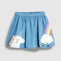 little maven 2 7years girls summer skirts unicorn rainbow girls childrens denim skirt baby kids toddler pleated skirt tutu rok