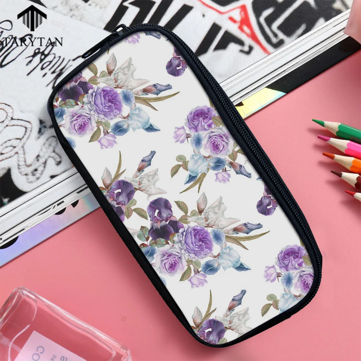 Косметичка с фиолетовым принтом Радужки женские косметички пенал чехол для