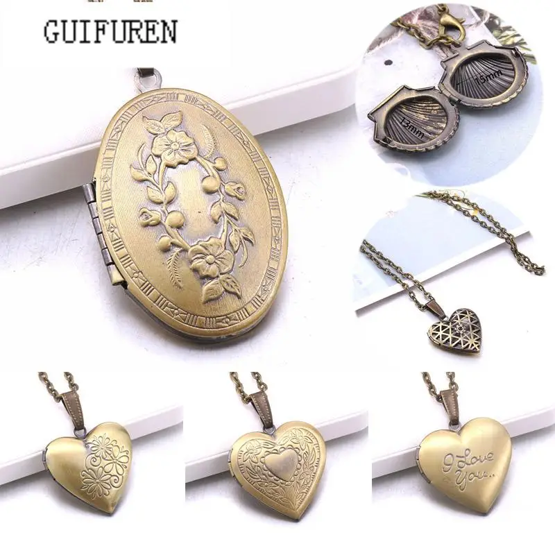 

Romantic Retro Metal Photo Necklace High quality Photo Frame Pendant Jewelry Open Necklace Fashion Women Jewelry Makeing