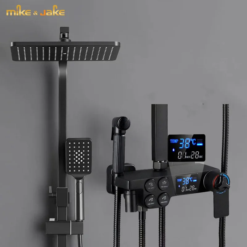 Роскошный смеситель для душа GY552 настенный кран из латуни черного цвета ванной