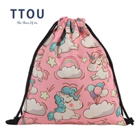 ttou drawstring bag small womens backpack for cartoon unicorn printing girls cute daypack satchel softback mochilas