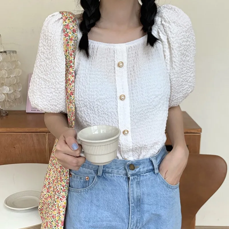 

Solid Color Pleated Design Short Sleeve Top T-Shirt Comfortable And Breathable Women Summer Korean Style Fashion