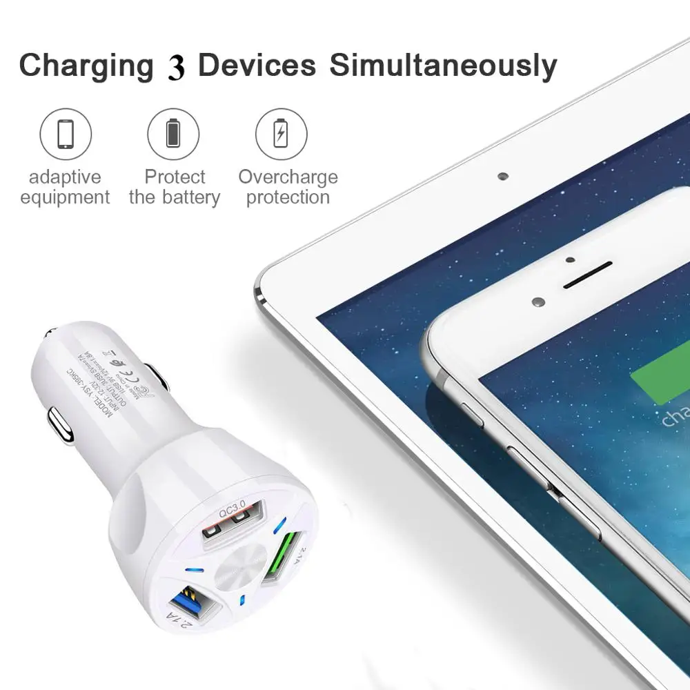 Зарядное устройство Qualcomm Qc 3 0 QC 4 автомобильное зарядное с Usb портами мобильный