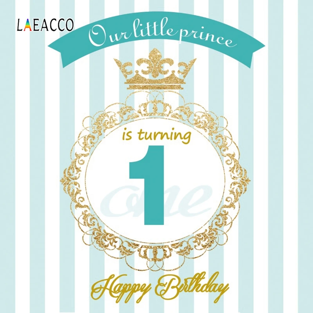 Laeacco Happy 1st Birthday фон для фотосъемки с золотой короной в полоску фон для фотосъемки детей для фотостудии
