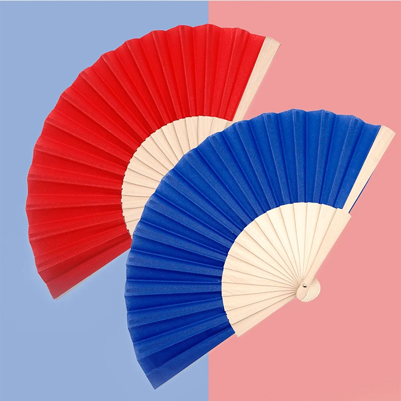 

Chinese Ethnic Style Dance Wooden Fan 16 Square Solid Color Advertising Fan Stage Performance Fan Photo Props Summer Cool Tool