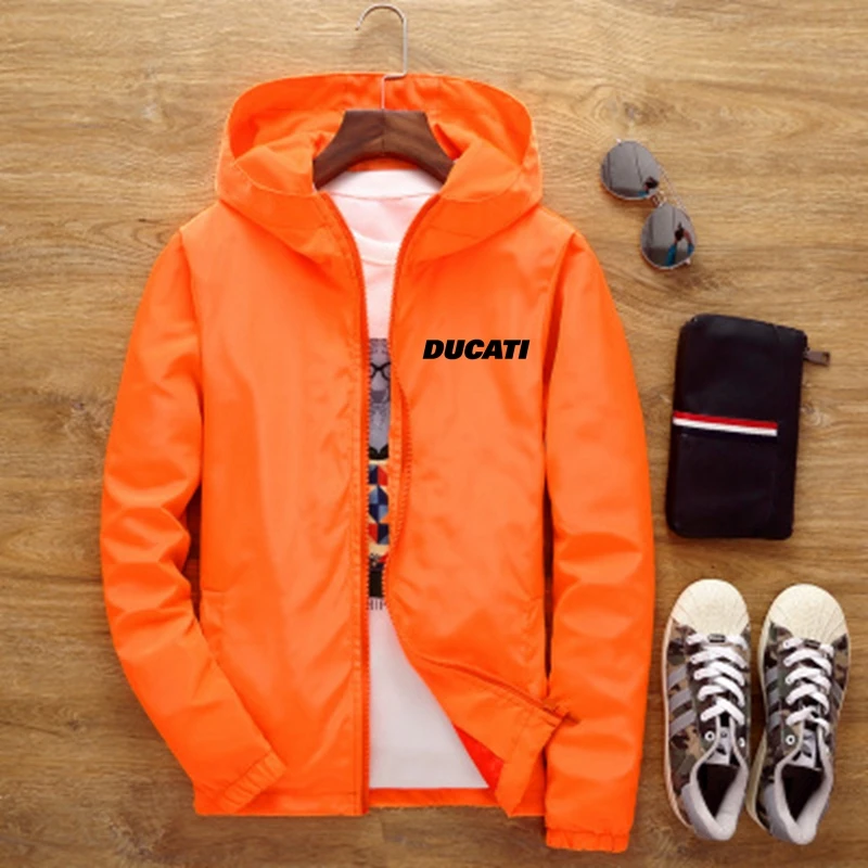 

Mens Windbreaker Summer Sun Protection Jacket 2021 Ducati Men Sports Cycling Thin Section Printed Hoodie Men Harajuku Streetwear