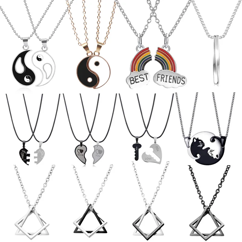 

Fashion Best Friends Honey Love Couple Pendant Necklace 2Pcs/Set Rainbow Broken Heart BFF Good Friends Friendship Jewelry Gift