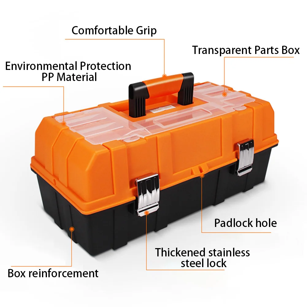 

17inch Foldable Household Storage Case Tool Box Sturdy Durable Portable Practical Organizer Three Layers Repair Multifunction