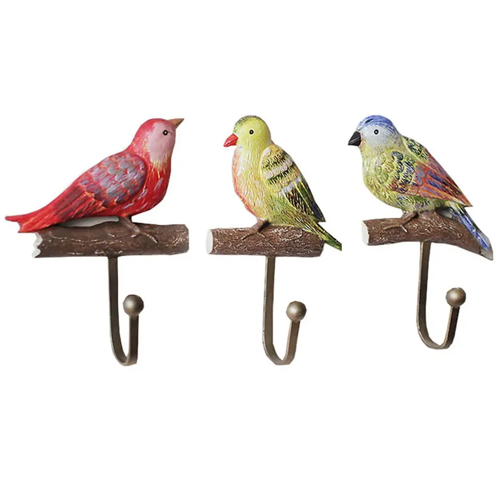 

European Resin Bird Decoration Hook Retro Garden Entry Single Hook Art Resin Crafts Hook Practical Gift