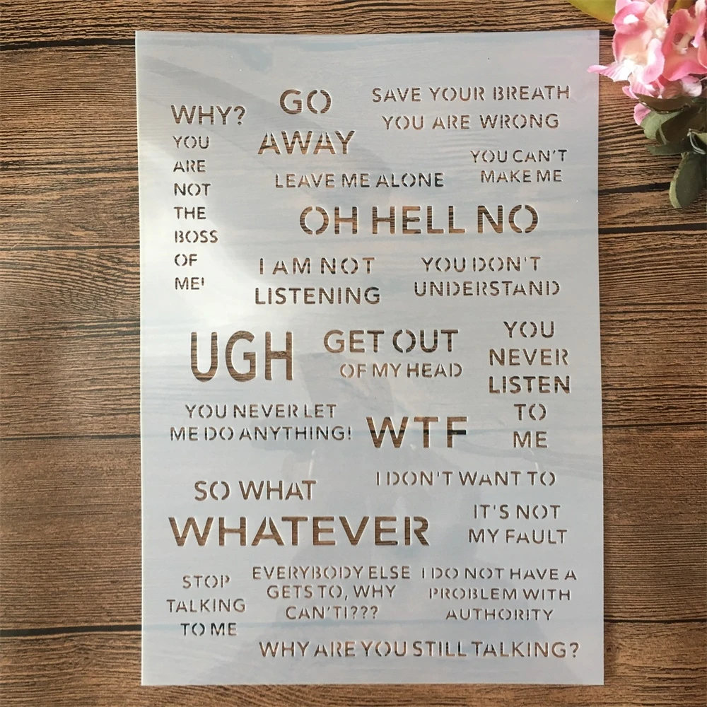 

A4 29cm Go Away Common Words DIY Layering Stencils Wall Painting Scrapbook Coloring Embossing Album Decorative Template