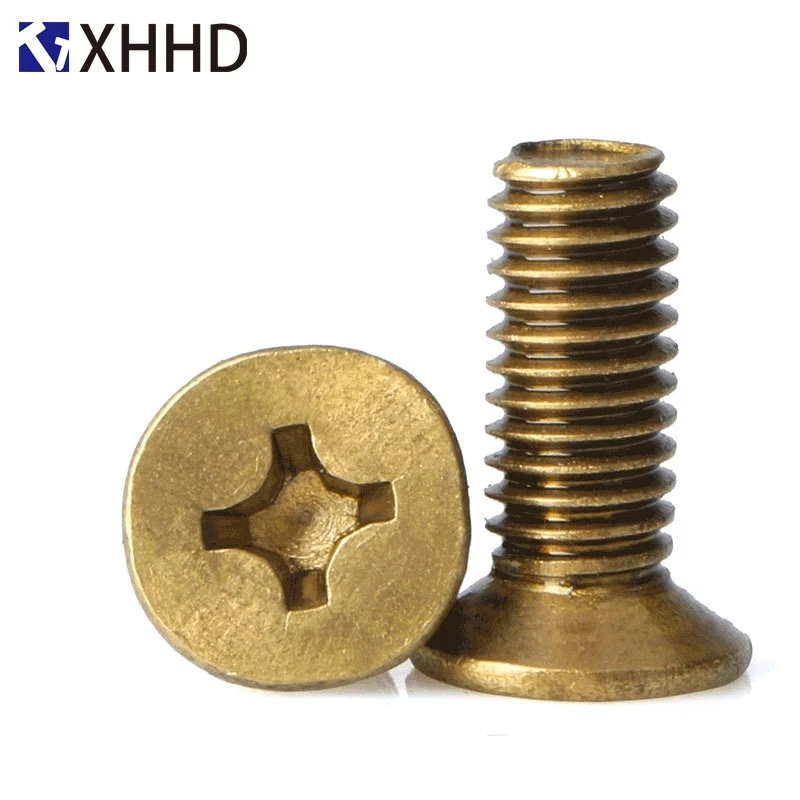 

10PCS M6 Phillips Cross Recessed Copper Brass Flat Machine Screw Metric Threaded Countersunk Head Bolt Fastener Hardware