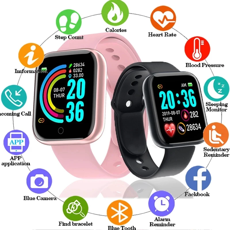 

D20 Sport Smart Watches for Man Woman Gift Digital Smartwatch Fitness Tracker wristwatch Bracelet Blood Pressure Android ios Y68