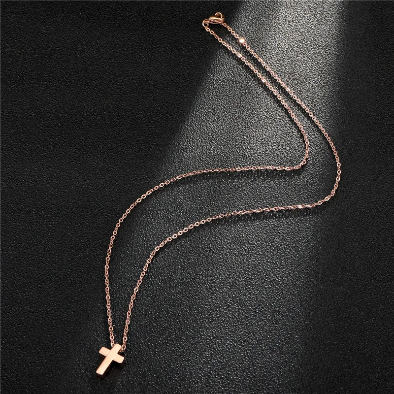 

New Cross Charm Necklaces Pendant Gold Color Stainless Steel Crucifix Bible Prayer Choker Chain Cross Jewelry Gift Women Finding