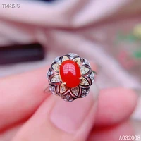kjjeaxcmy fine jewelry 925 sterling silver inlaid natural red coral ring delicate new female gemstone ring elegant support test