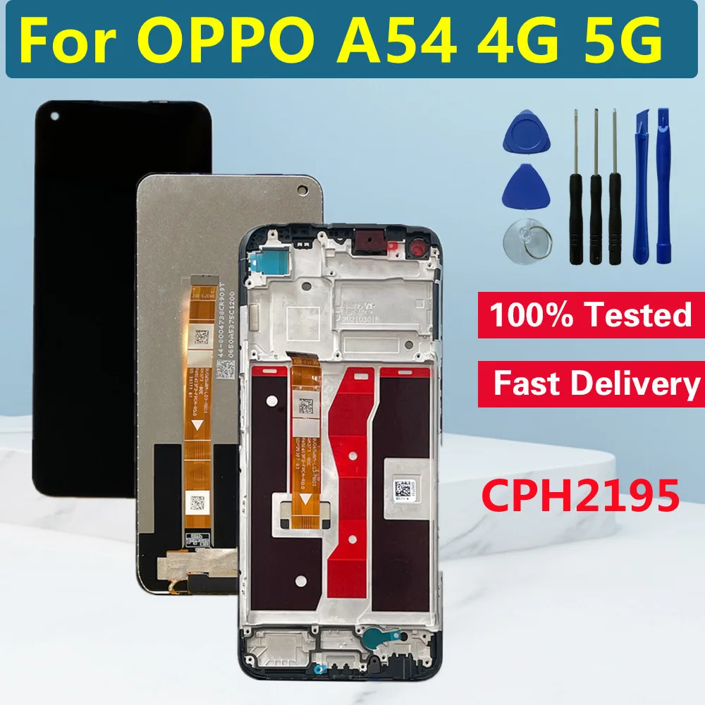 Протестированный 6 5 &quotдля OPPO A54 5G ЖК-дисплей с рамкой сенсорная панель дигитайзер