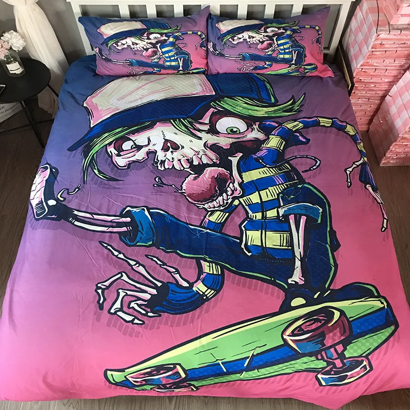 

Home Textile 3D Skull Series Digital Boxing Skateboard Printed Quilt Cover Bedroom Comforter Set Queen Bedding Set 3 pcs
