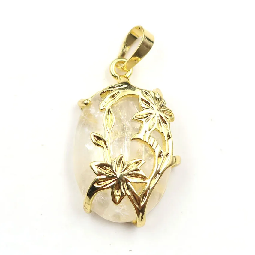 XSM роза цветок овальной формы подвески эллипс натуральный кристалл камень черная