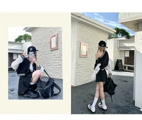baseball unit coat short long jersey skirt kpop women girl single breasted cardigan white black solid outwear 2021 summer new