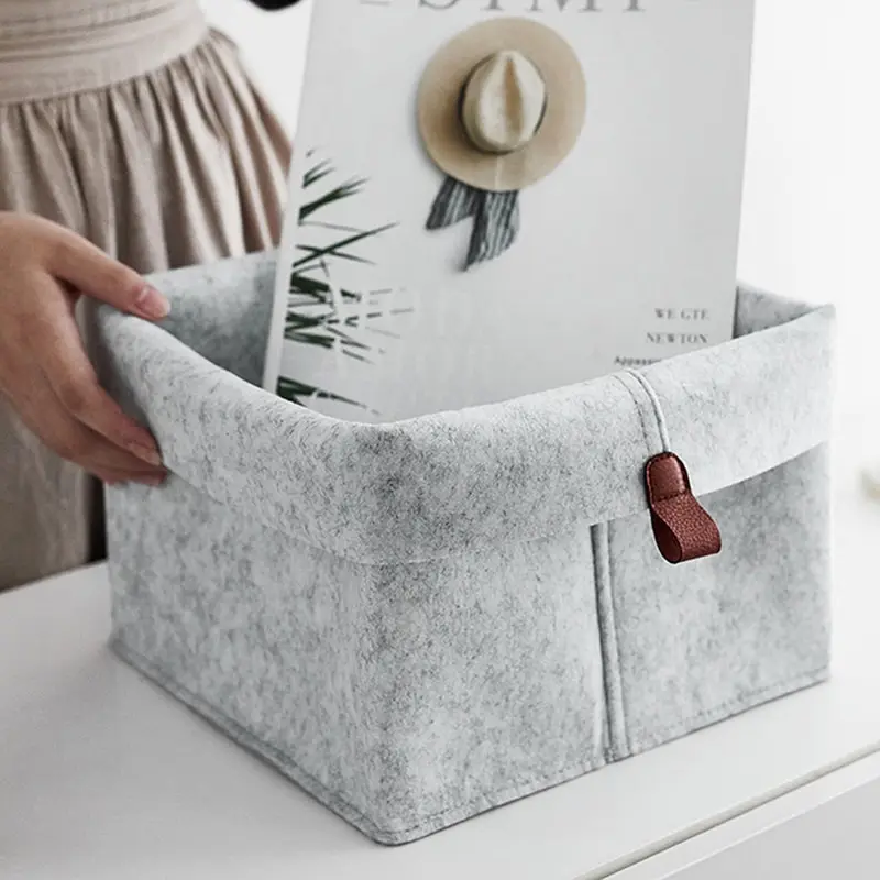 

Felt Storage Basket Socks Clothes Sundries Storage Baskets Desktop Organizing Case Durable Wardrobe Underwear Finishing Boxes