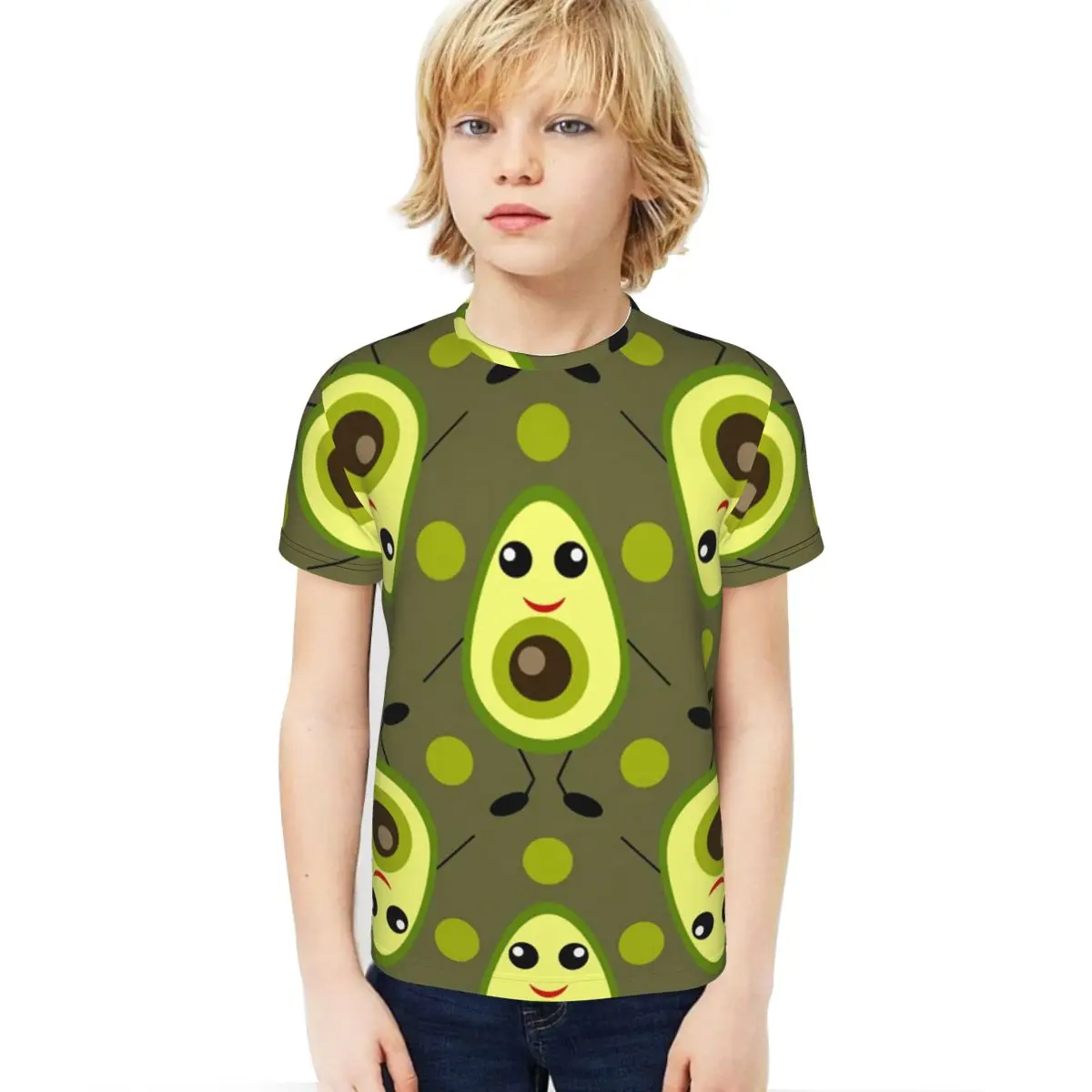 

T Shirts Tees Short Sleeve Tshirts Sports For Kids Boys Teen Cute Cartoon Avocado