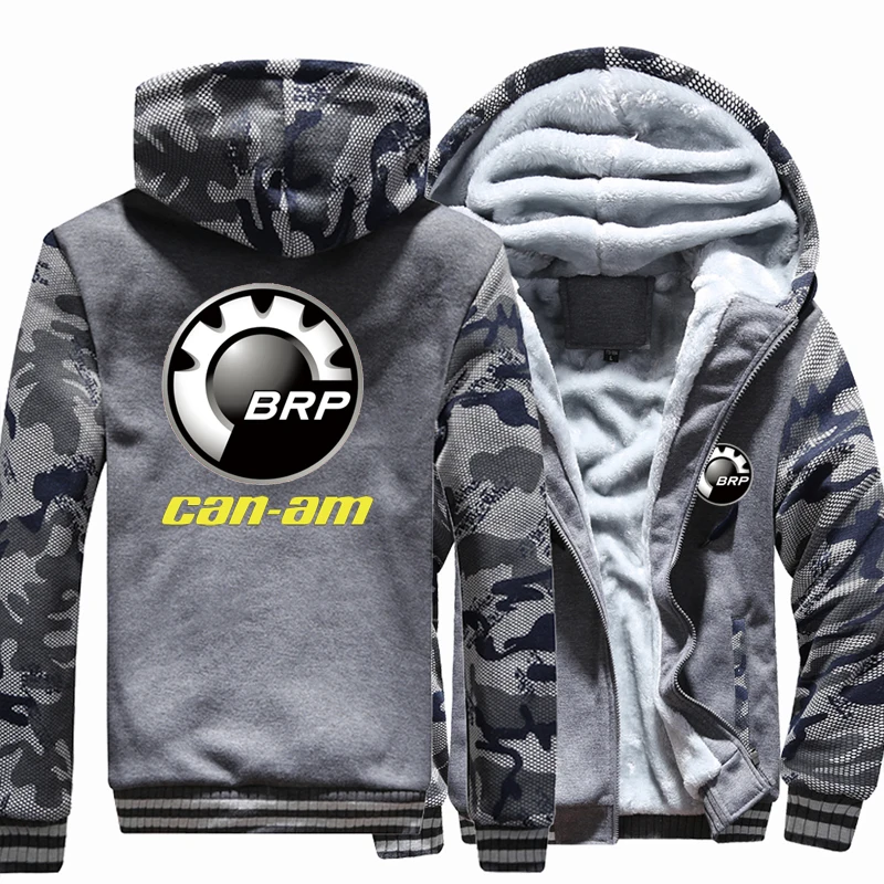 

New Winter Men BRP Can-Am Motorcycles Logo Jacket Male Hoodies Long Sleeve Thicken Warm Fleece Cotton Zipper Hoody Tops Coat