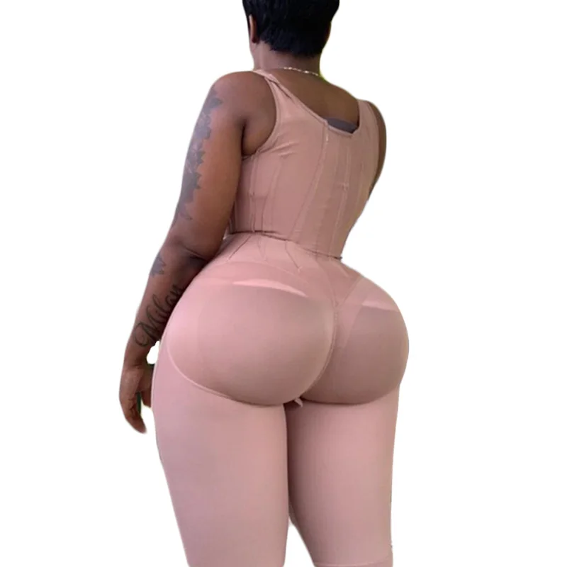 Fajas Colombianas Free Bust Knee Length Compression Garment With Thin Straps Eye Hook Skims Kim Kardashian