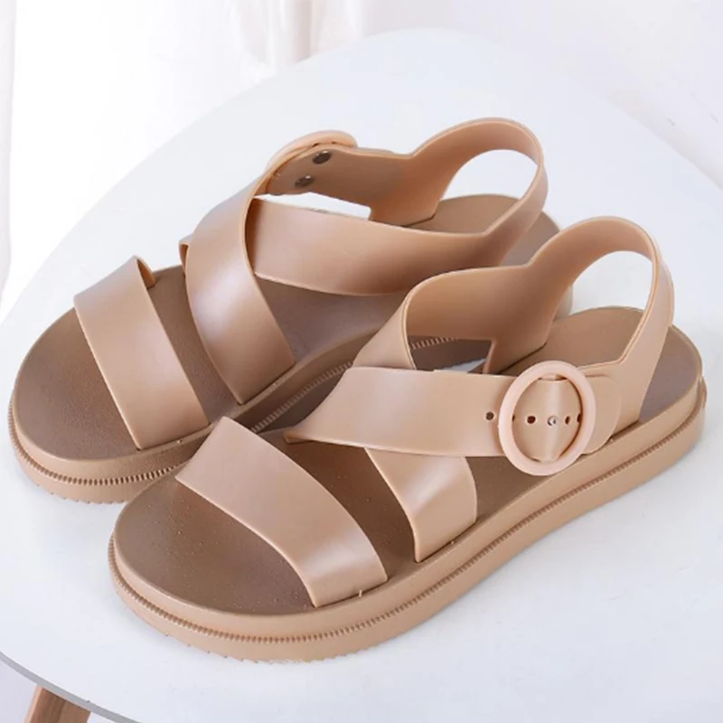 

Women Flat Sandals New Women Shoes Gladiator Open Toe Buckle Soft Jelly Sandals Female Casual Women's Flat Platform Beach Shoes