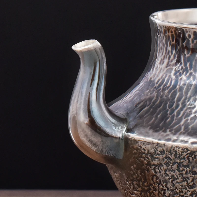 

Ag999 Sterling Silver Teapot with Sandalwood Handle Kitchen Utensils Coffee Handmade Tea Pot