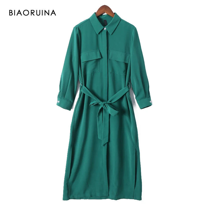 

Платье BIAORUINA женское однотонное с разрезом сбоку