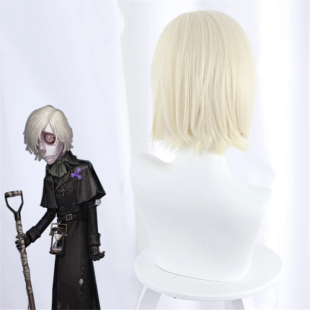 

Netease tour the fifth personality the keeper of the Tomb Andrew platinum blonde flip up WIG cos Cosplay hairwear Wig+Wig Cap