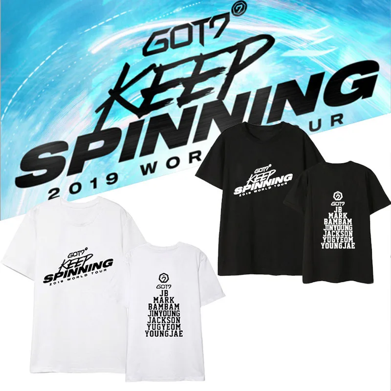 Новинка kpop got7 World tour Keep Spinning футболка с круглым вырезом в стиле хип хоп Футболка